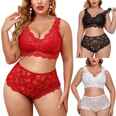 £5.75 • Buy Plus Size Ladies Sexy Lace Lingerie Set Bra Panties Underwear Babydoll Nightwear