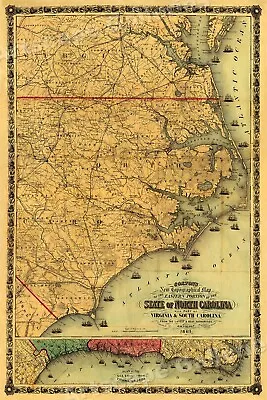 Colton's 1861 Map Of The State Of North Carolina - 24x36 • $25.95