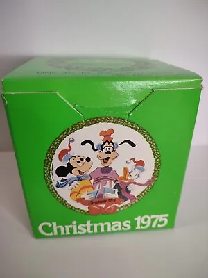 Vintage Disney Christmas 1975 Glass Ornament Mickey Mouse Donald Goofy  • $18