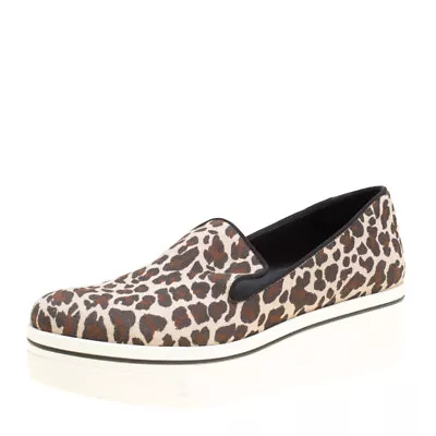 Stella McCartney Multicolor Leopard Print Canvas Platform Slip On Sneakers • $126