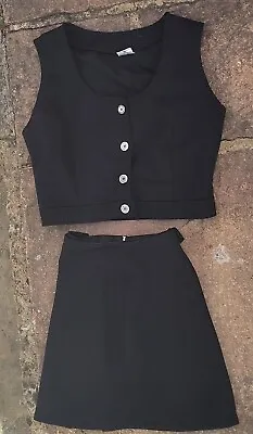 £18 • Buy 1960s  Woman's Polyestet Two Piece Skirt And Short Button Up Top By Spinney