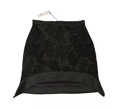 NWT W118 By Walter Baker Angelica Black Paisley Velvet Skirt Size 8 • $19.99