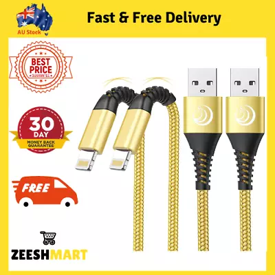 Iphone Charger Cable 2m Mfi Certified USB A To Lightning Cable Long Cord 2-Pack • $18.97