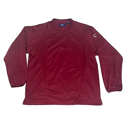 Mizuno Pullover Jersey Shirt Men's XXL Burgundy Maroon Long Sleeve Warm • $15