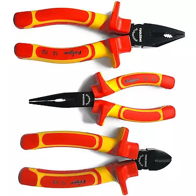 Insulated Plier Set. Pro VDE Combination Long Nose Pliers & Diagonal Cutter Set • £21.75