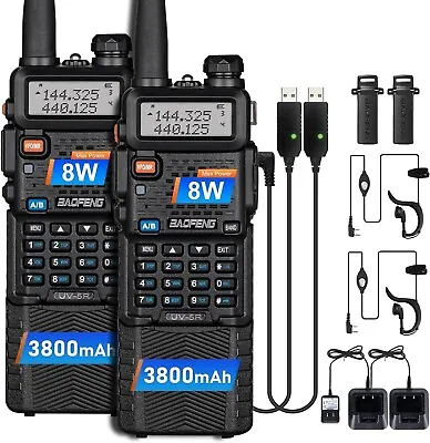 Long Range Walkie Talkie 50 Mile Two Way Radio Charge Headset Waterproof 2 PACK • $78.89