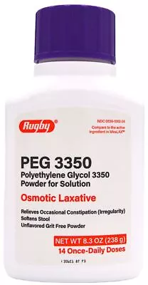 Rugby Polyethylene Glycol 3350 Powder PEG Osmotic Laxative - 8.3 Oz | MiraLAX • $12.99