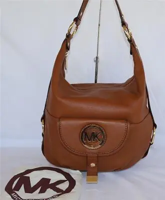 Michael Kors Brown Pebble Leather Fulton Hobo Shoulder Bag • $59.99