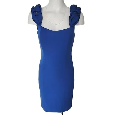 Miguelina  Womens XS Cobalt Blue Cocktail Dress Ruched Shoulder  Sheath NEW • $79.99