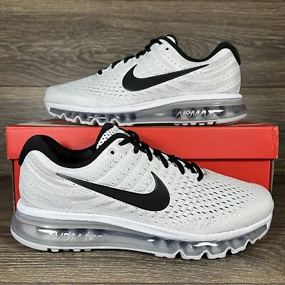 Nike Men's Air Max 2017 White Black Athletic Casual Shoes Sneakers Trainers New • $129.95