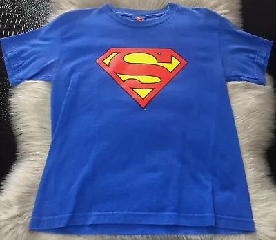 Vintage 90s TM & DC Comics Superman Logo Blue Youth Shirt Size Youth Large • $24.99