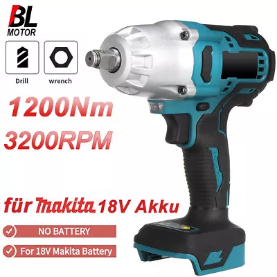 1200 Nm Brushless High Torque Impact Wrench 18 Volt Bare For Makita Battery • £39.99