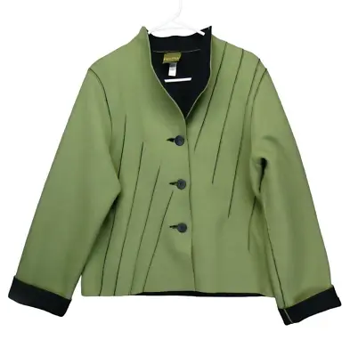 Maralyce Ferree Fleece Coat Size S Color Block Green Black Made In Usa Reversibl • $39.99