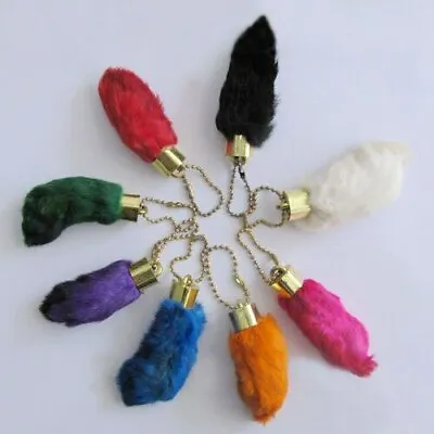 Faux Colored Rabbits Foot Key Chain Good Luck Bunny Feet Jewelry • $15