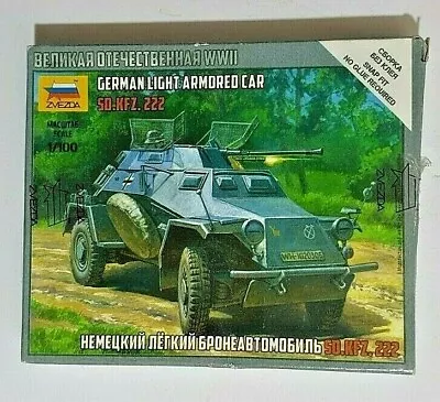 Zvezda 1/100 GERMAN LIGHT ARMORED CAR SD.KFZ.222 MILITARY TANK MODEL WW2 ERA  • $12.90