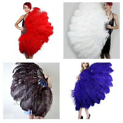 $288.99 • Buy Large OSTRICH Feather FAN 50  X 30  For Burlesque Dance/Costume/Halloween/Show
