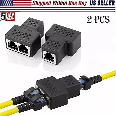 RJ45 Splitter Adapter 1 To 2 Ways Dual Female Port CAT5 /6/ 7 LAN Ethernet Cable • $5.99