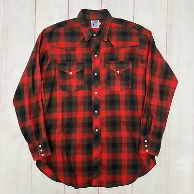 Vintage 1950s Levis Big E Western Wear Pearl Snap Plaid Cowboy Rodeo Shirt • $239.99