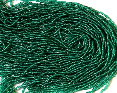 Antique Italian Micro Seed Beads-18/0 Transparent Emerald Green-3g Hanks • $6.25