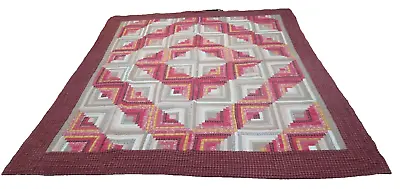 Vintage Company Store Patchwork Quilt Log Cabin Cotton Queen/King 104  X 94  • $109.70