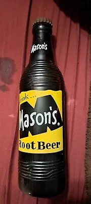 Vintage Brown Glass Drink Mason's Root Beer 10oz. Bottle 8 1/2  Tall Full • $25