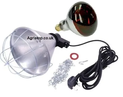 Infra Red Heat Lamp 250W Bulb Poultry Chicken Chicks Lambs Light 5m Cable Welp • £9.39
