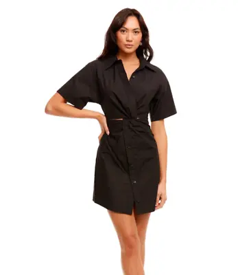 $209 • Buy T By Alexander Wang Poplin Shirt Dress With Twist In Black Size 8