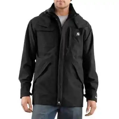 Carhartt Men Size XL Shoreline Waterproof Breathable Full Zip Jacket Black Lined • $53.55