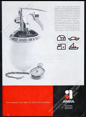 1960 Ansul Monitor Dry Chemical Fire Extinguisher Photo Vintage Trade Print Ad • $9.99
