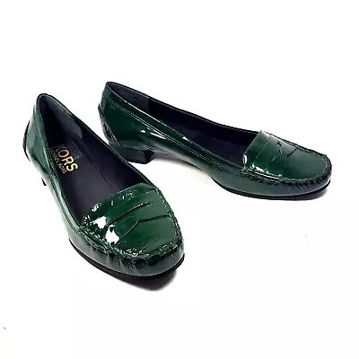 Michael Kors Womens Penny Loafers Shoes Green Patent Leather Casual Slip On 8 • $69.99