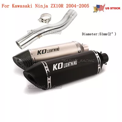 For Kawasaki Ninja ZX10R 2004-2005 Slip On Motorcycle Exhaust Pipe Connect Tube • $155