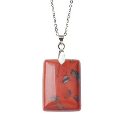 Red Jasper Rectangle Pendant Stone Necklace Healing Crystal Spiritual Jewelry • $3.99