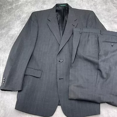 Palm Beach Suit Men 44R/36W X 30L Gray Pinstripe Wool Classic Career 2pc  VTG • $79.97