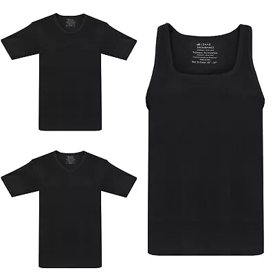 Men's Black Thermal Under Thermal Short Sleeve Vest Base Layer S M L XL XXL • £5.45