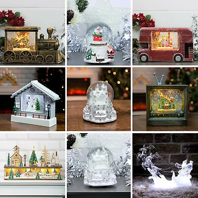 Christmas Santa Musical Snow Globe Ornament Water & Glitter Xmas Decoration Gift • £25.95