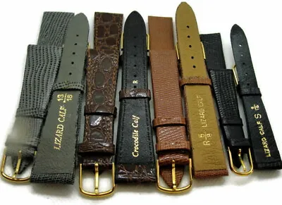 JB Champion Leather Watch Band Lizard Croc Black Brown 6-22 You Pick NOS Vintage • $13.39