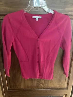 Cabi #885 Hot Pink V Neck Button Front Sweater Cardigan Size Extra Small • $25.99