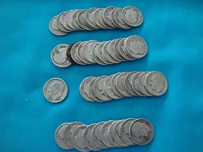 Roll Of 50 ROOSEVELT 90% Silver Dimes  1952 P & D+ $5 Face A10-85 • $105