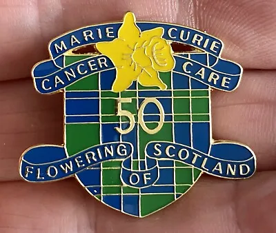 Marie Curie Cancer Care ‘Flowering Of Scotland 50’ Charity Enamel Pin Badge • £4.95