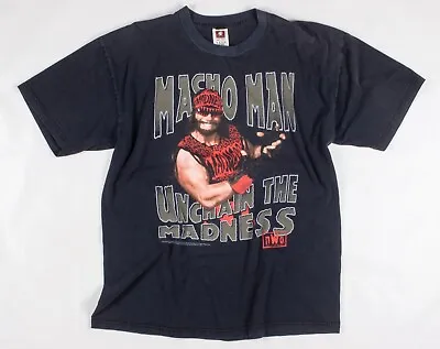 Vintage 1990s Randy Macho Man Savage NWO Unchain Wrestling Black T-Shirt Size XL • $250