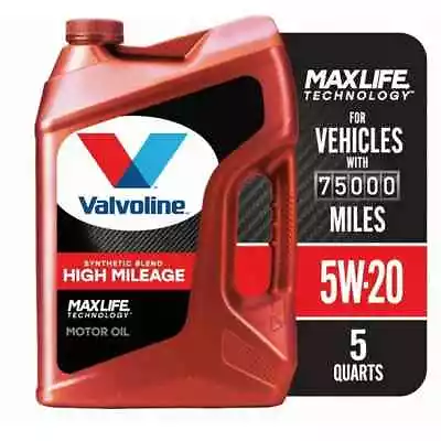 Valvoline High Mileage MaxLife 5W-20 Synthetic Blend Motor Oil 5 QT • $19.34