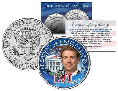 $8.95 • Buy RAND PAUL FOR PRESIDENT 2016 Campaign Colorized JFK Half Dollar U.S. Coin