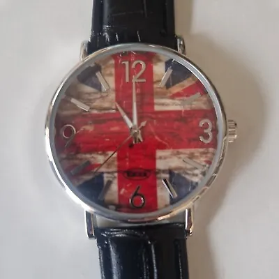 Vintage Eiger Union Jack  Unisex Watch Black Faux Leather Strap Preowned  • £8