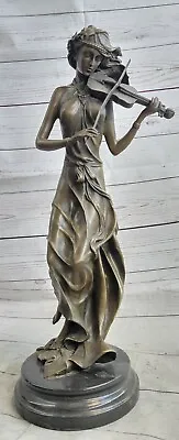 Bronze Violin Viola Player Statue Figurine Music Gifts Orchestra Sculpture NR • $209.40