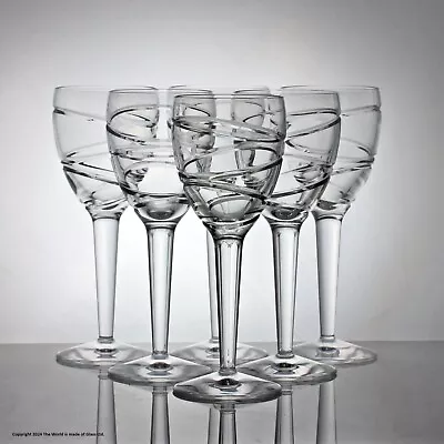 Set Of Six Jasper Conran For Waterford Aura Swirl Pattern Wine Goblets • £215