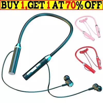 Bluetooth 5.2 Magnetic Wireless Neckband Sports Gym Earphones Headphones Headset • £6.39