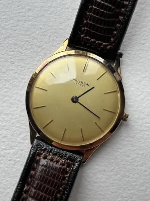 Vintage UNIVERSAL GENEVE 51252 9904 33mm Manual Solid 18k Gold Ultra Thin Watch • $679