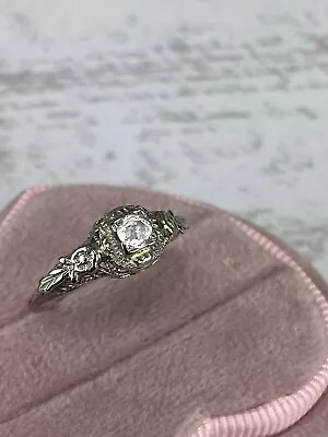 Art Deco 18k White Gold Filigree Engagement Ring Setting AS IS • $135