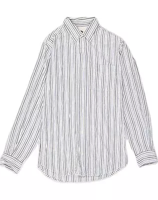 MURPHY & NYE Mens Slim Shirt Large White Striped Cotton BQ05 • $13.38