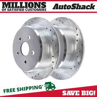 Rear Drilled Slotted Brake Rotors Silver Pair 2 For 2006-2010 2012-2017 Mazda 5 • $68.67